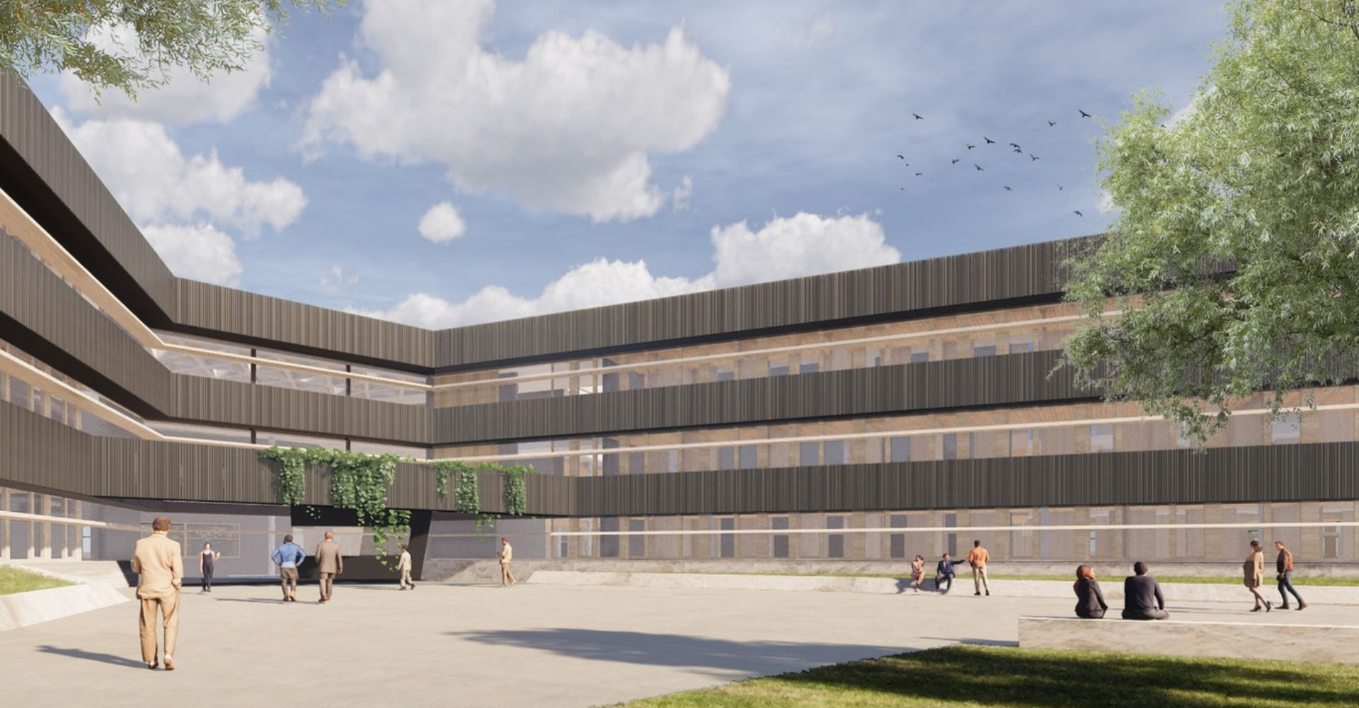 So soll das neue Landratsamt in Essenbach einmal aussehen. Bildrechte: Architekturbüro dasch zürn + partner So soll das neue Landratsamt in Essenbach einmal aussehen. Bildrechte: Architekturbüro dasch zürn + partner