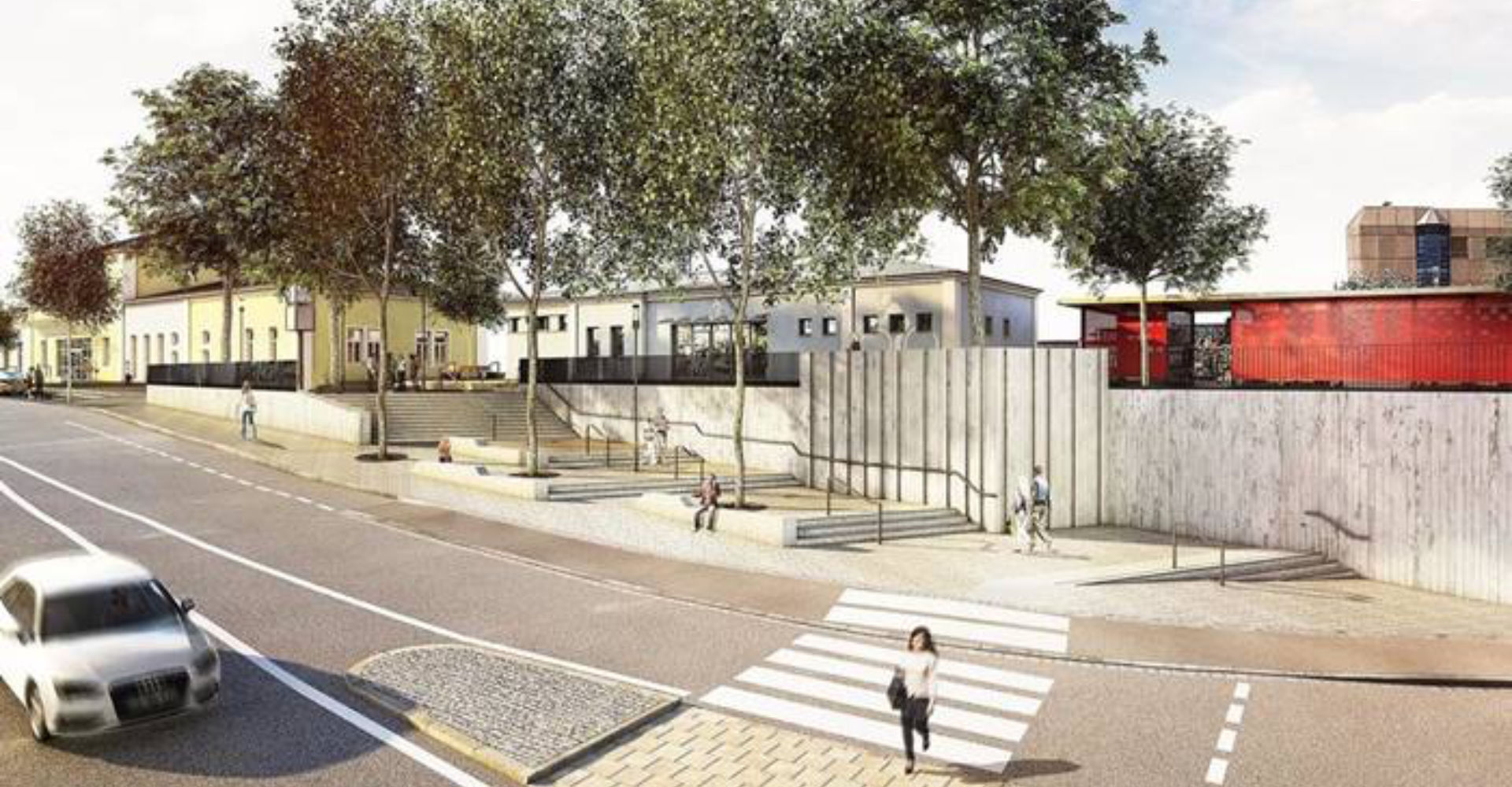 Diese Visualisierung zeigt, wie das Bahnhofsumfeld nach den Umbauarbeiten Ende 2024 aussehen soll. -Foto: Tiefbauamt Diese Visualisierung zeigt, wie das Bahnhofsumfeld nach den Umbauarbeiten Ende 2024 aussehen soll. -Foto: Tiefbauamt